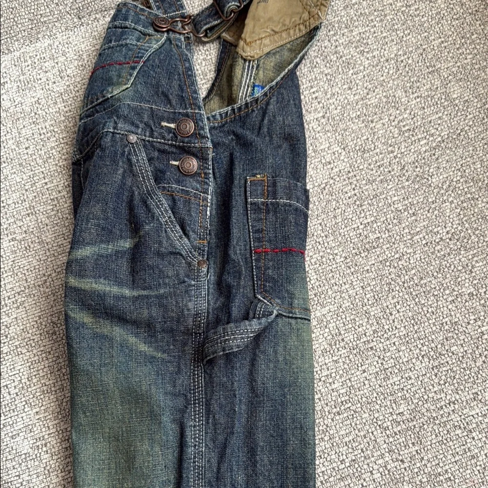 Toddler Boy Oshkosh Genuine Kids Jean Denim Rustic Wash Overalls Size 18 Months